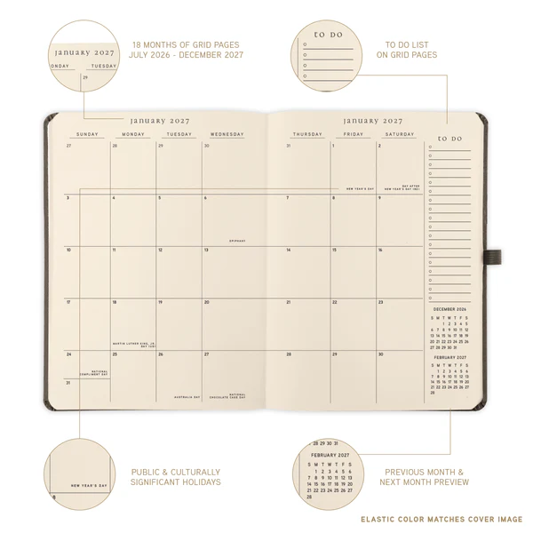 Sage 18-Month Fabric-Bound Planner