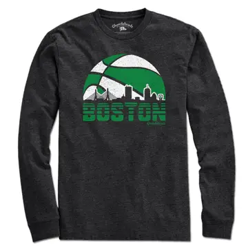 Boston Basketball Skyline T-Shirt | Charcoal / Long Sleeve / 2XL