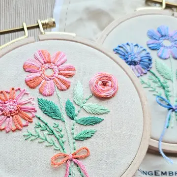 Floral Trio Embroidery Kit & eCourse - Variegated Purple