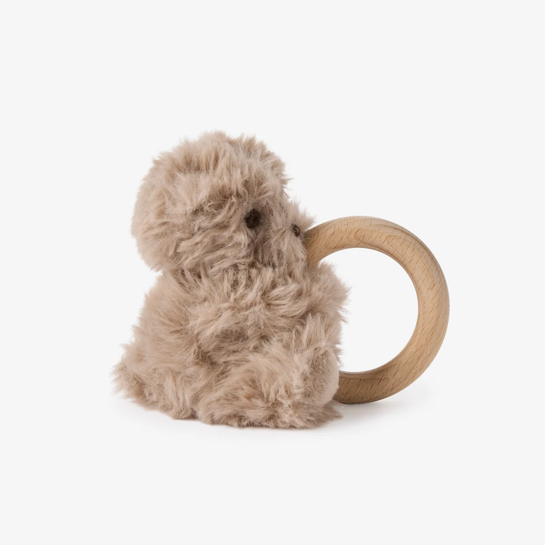 Bear Plush Wooden Ring Rattle