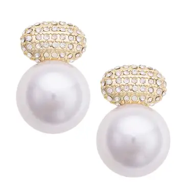 Harper Pave Pearl Stud Earrings in Ivory