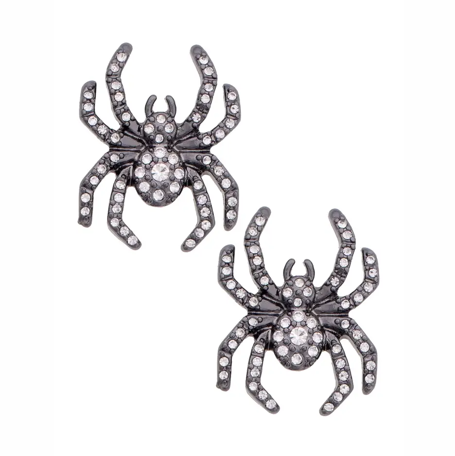 Pave Spider Stud Earrings in Black