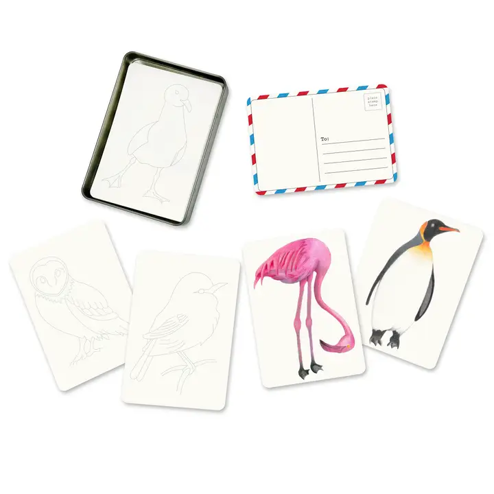 Coloring Postcards - Birds (6 Designs/30 Cards)