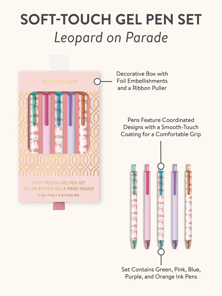 Leopard on Parade Soft-Touch Gel Pen Set