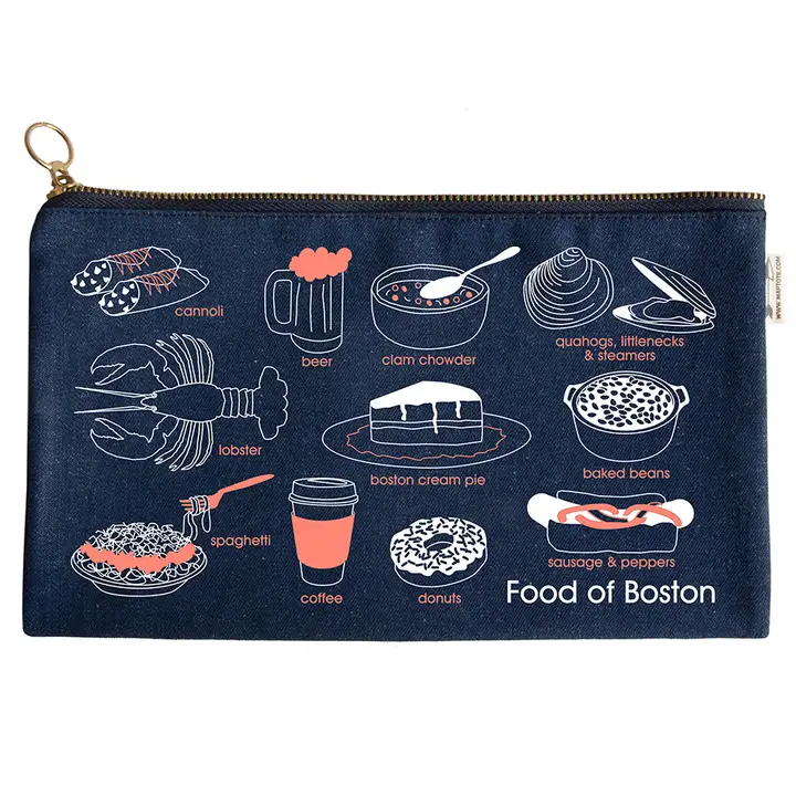 Boston Foodie Slim Pouch - Cotton Canvas, USA Made