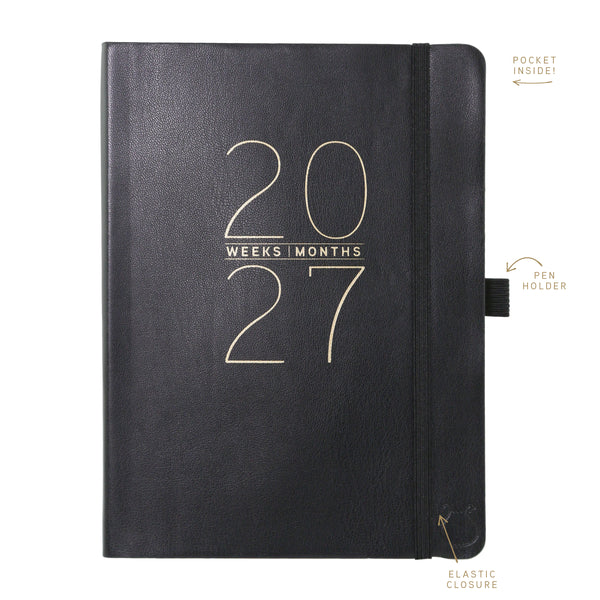 Apollo Collection Black 18-Month Vegan Leather Planner