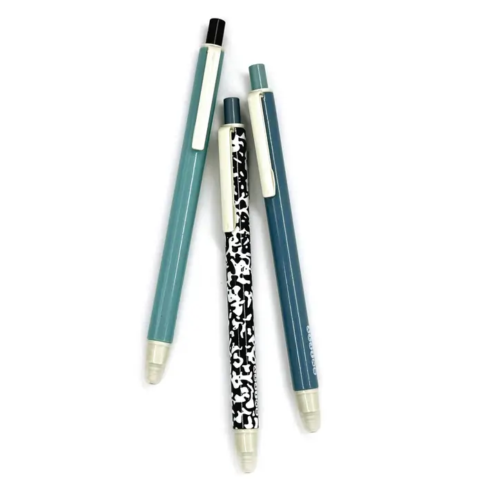 Retro Composition Erasable Gel Pens - Set of 3