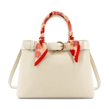Mila Spring Scarf Mini Satchel Handbag - White