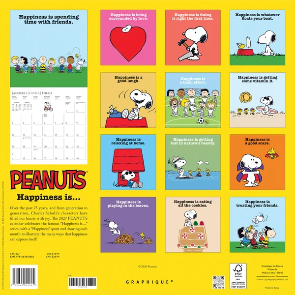 Peanuts: Happiness Is Large Wall Calendar