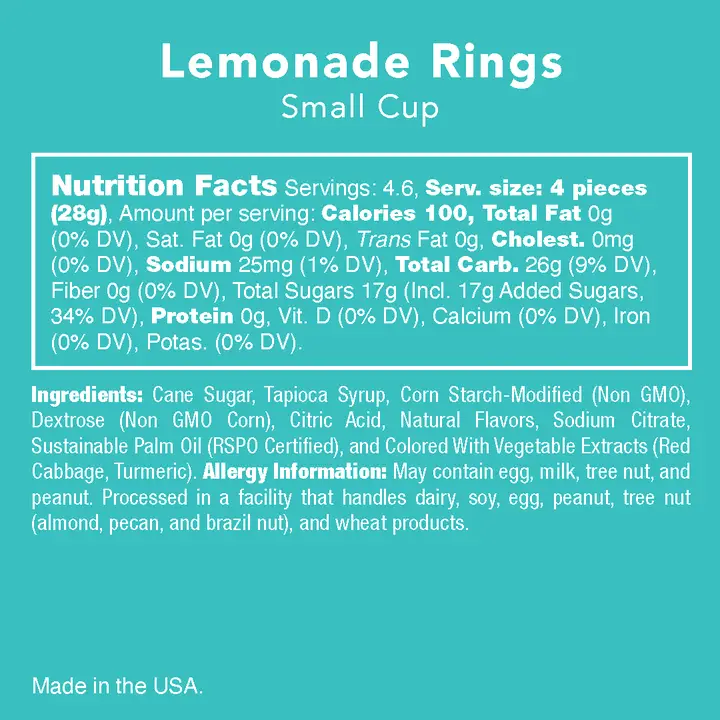 Gummy Lemonade Rings Small Cup