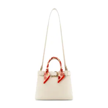 Mila Spring Scarf Mini Satchel Handbag - White