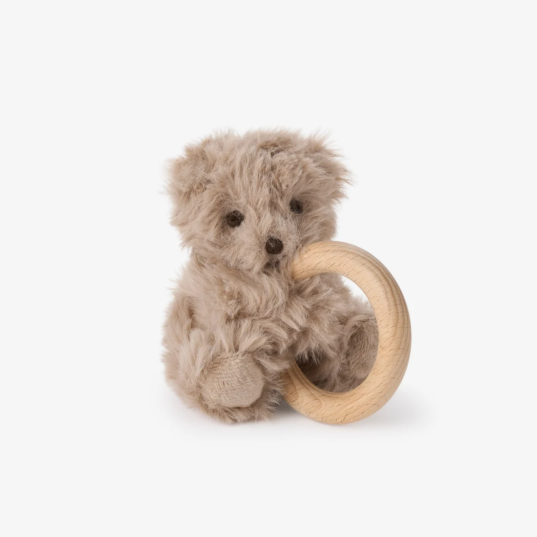 Bear Plush Wooden Ring Rattle
