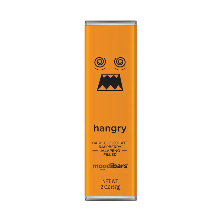 Moodibars HANGRY Dark Chocolate Jalapeño Raspberry Jelly 1.75oz Bar