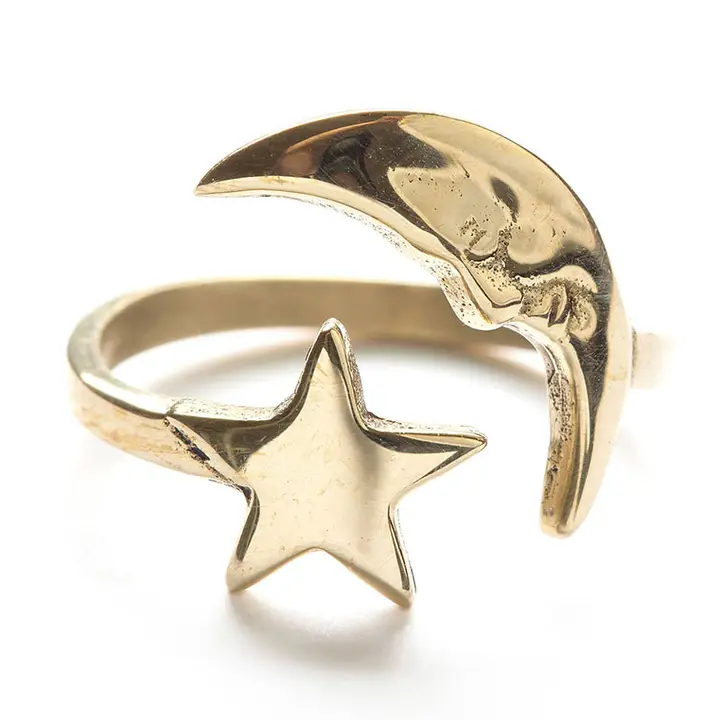 Crescent Moon & Star Ring