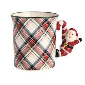 Santa Tartan Figural Handle Mug