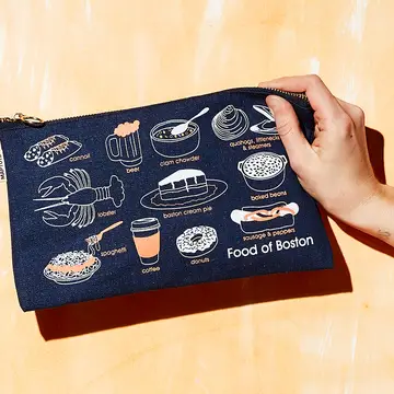 Boston Foodie Slim Pouch - Cotton Canvas, USA Made