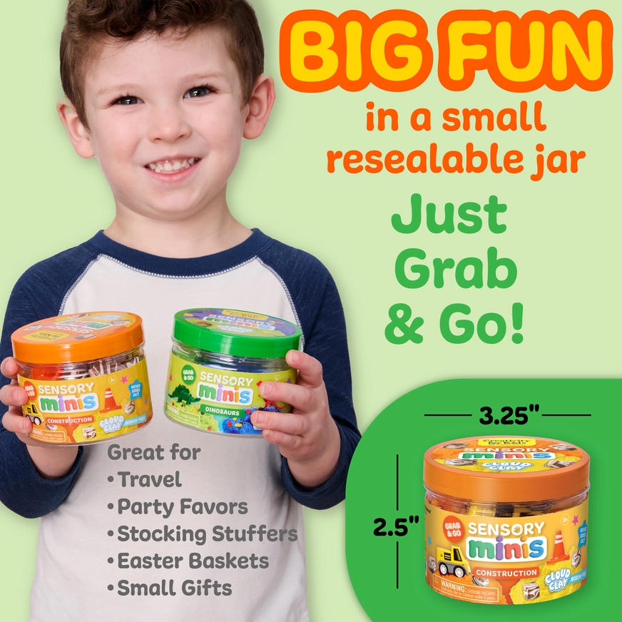 Sensory Mini Play Kit Jar with Cloud Clay - Construction Theme