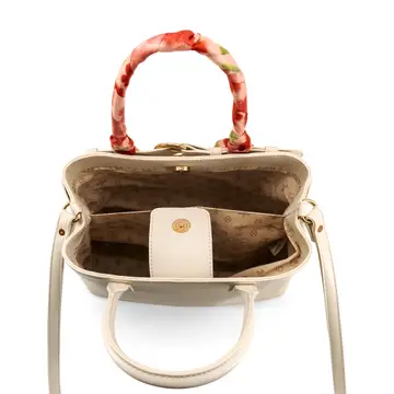 Mila Spring Scarf Mini Satchel Handbag - White