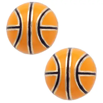 Basketball Enamel Stud Earrings in Orange/Black