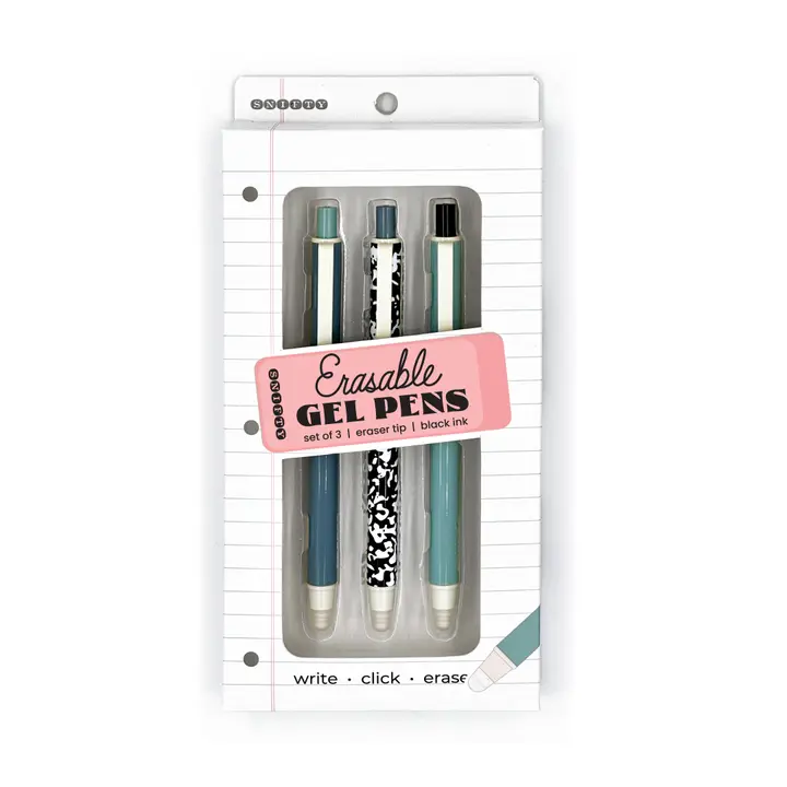 Retro Composition Erasable Gel Pens - Set of 3