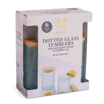 Set of 2 15oz Dotted Highball w/ Lid and Straw - Rain