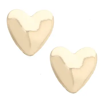Caroline Heart Stud Earrings in Shiny Gold