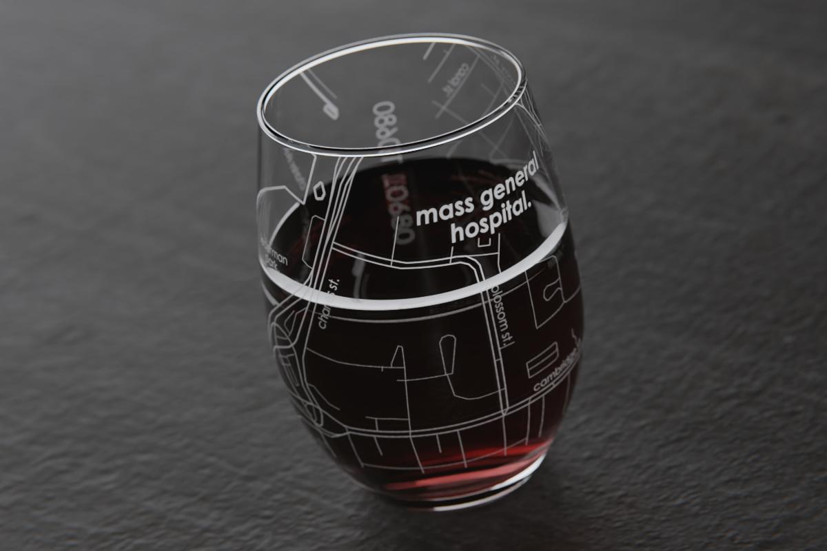 West End Map Etched Stemless Wine Glass