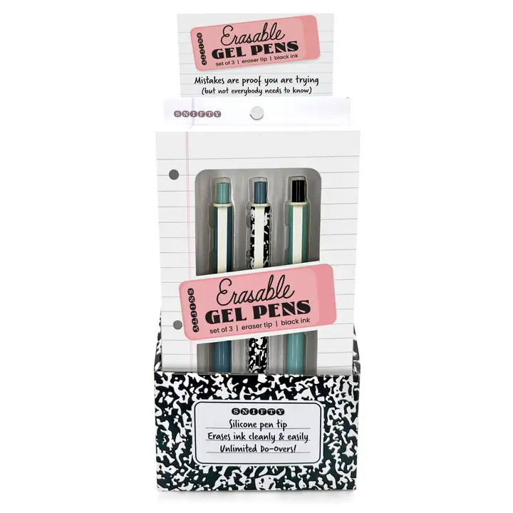 Retro Composition Erasable Gel Pens - Set of 3