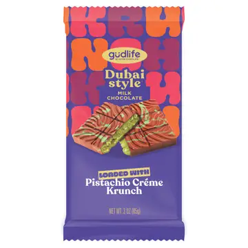 Gudlife DUBAI STYLE Milk Chocolate Pistachio Creme Bar 3oz