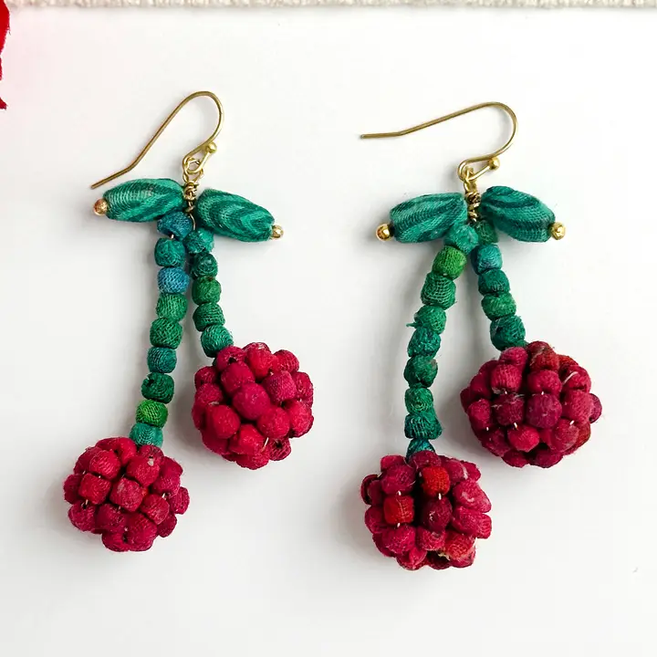 Kantha Cherry Earrings