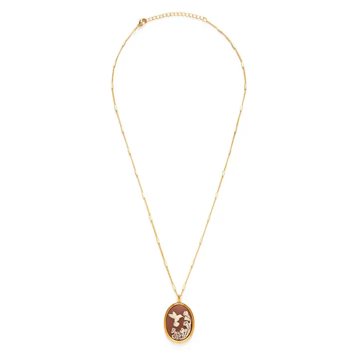 Hummingbird Vintage Cameo Necklace