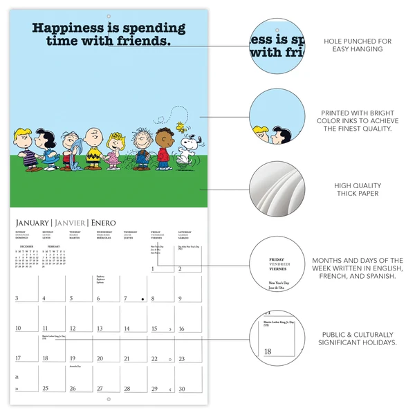 Peanuts: Happiness Is Large Wall Calendar