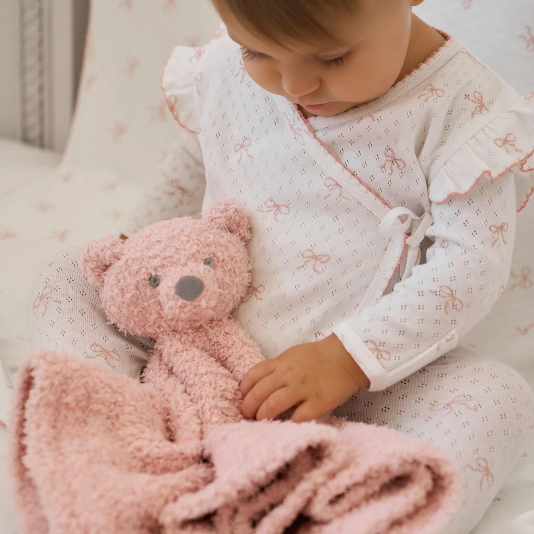 Pink Chenille Bear Security Blankie