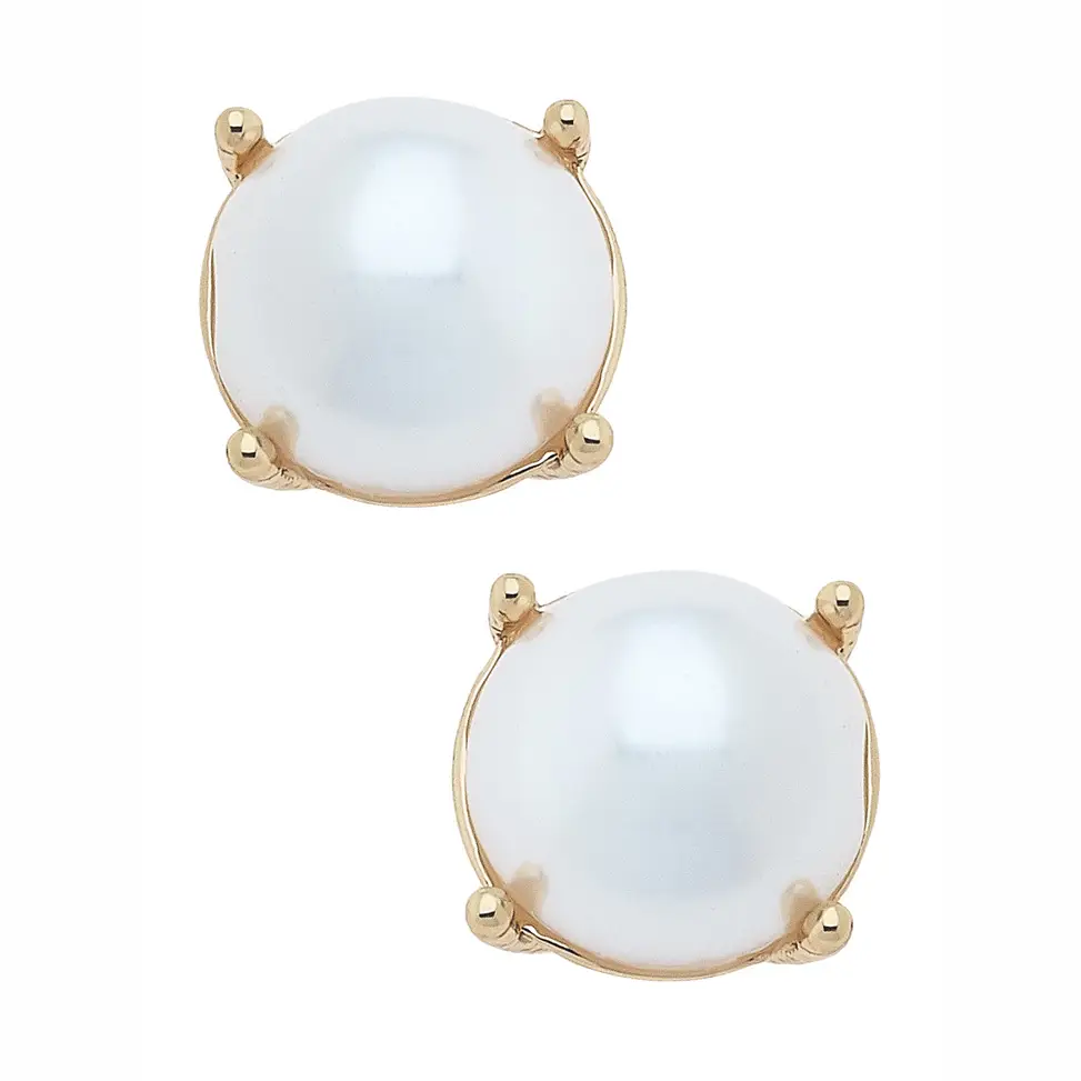 Carmen Pearl Cabochon Stud Earrings in Ivory