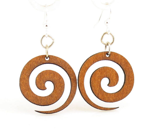Green Tree Jewelry - Spiral Blossoms Earrings: Fresh Wood