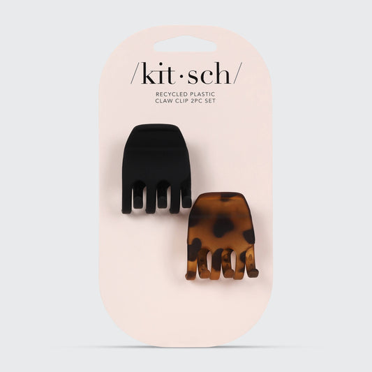 KITSCH - Eco-Friendly Medium Claw Clips 2pc set - Black & Tort