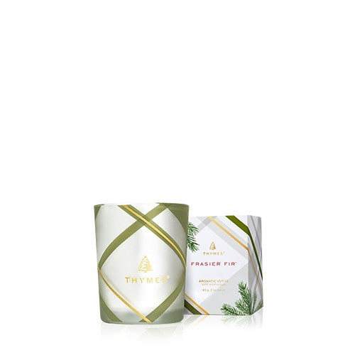Frasier Fir Frosted Plaid Votive Candle