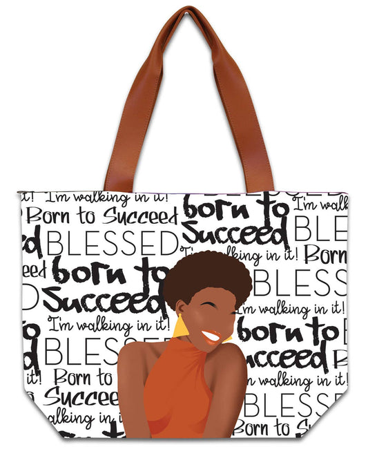 African American Expressions - CHB19 Born to Succeed Canvas Handbag