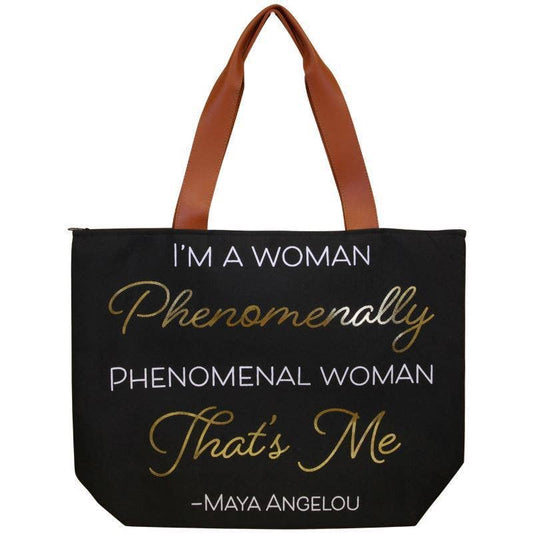 African American Expressions - CHB02 Maya Angelou Quote Phenomenal Woman Canvas Handbag
