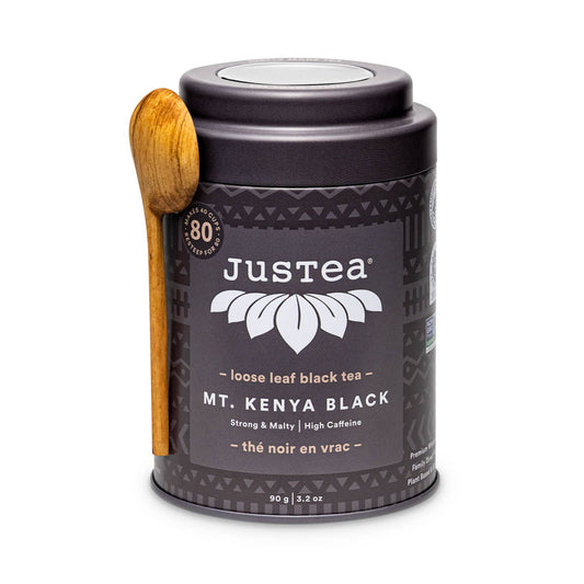 JusTea - Mt. Kenya Black Tin & Spoon - Organic, Fair-Trade Black Tea