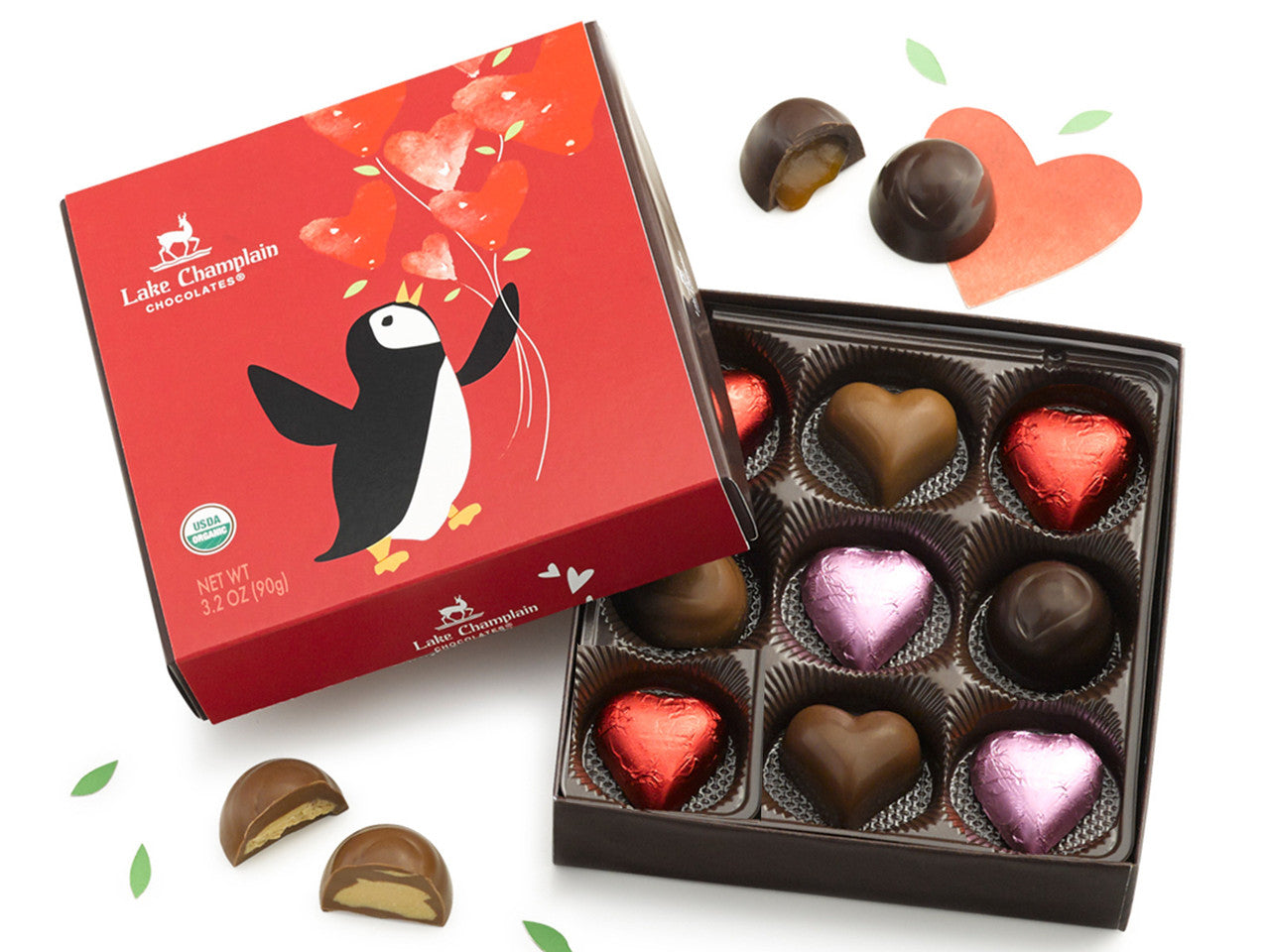 Hearts A Flutter Penguin Valentine's Box Lake Champlain Chocolates