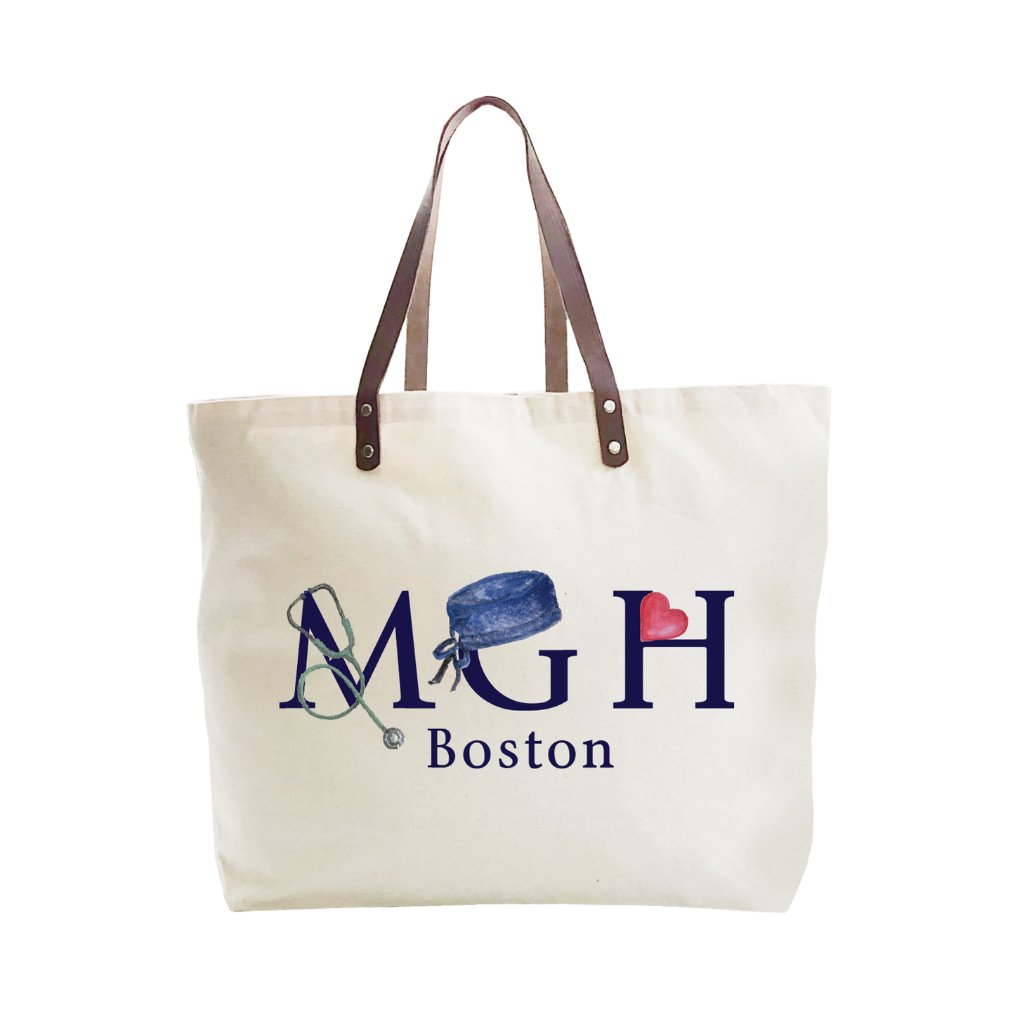 MGH Large Tote with Leather Handle